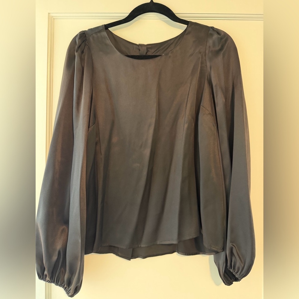 Madison Marcus Silk Black Blouse with Button Detail on Back